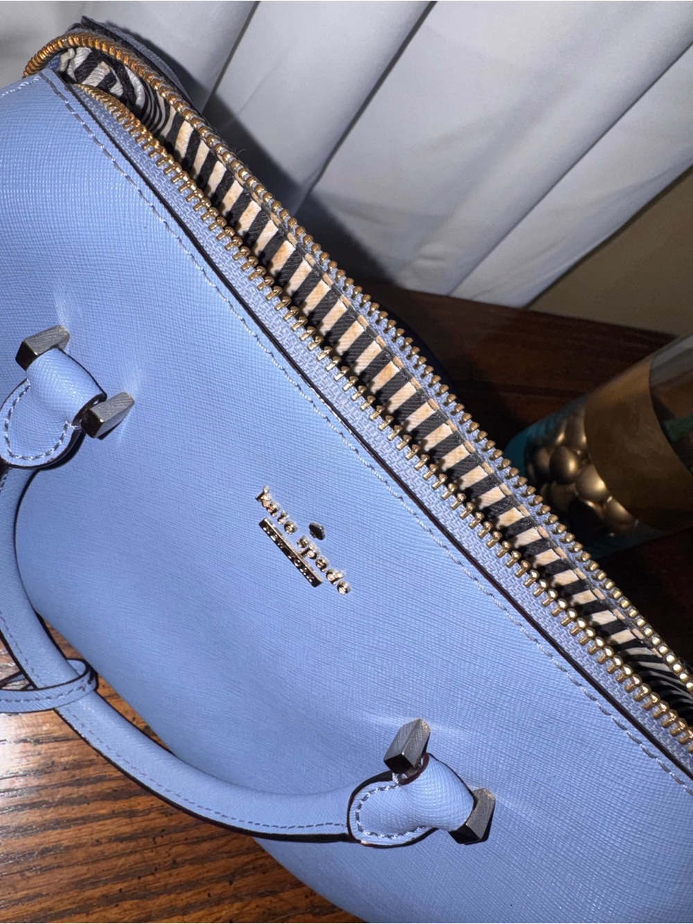 Kate Spade New York Powder Blue Saffiano Leather Satchel Crossbody Purse - Picture 2 of 9